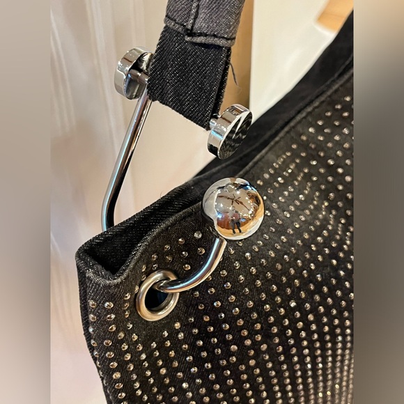 BLACK STUDDED BAG—LIKE NEW CONDITION—MADE NICE—GREAT HARDWARE—COOL—NOELLE - Picture 4 of 16